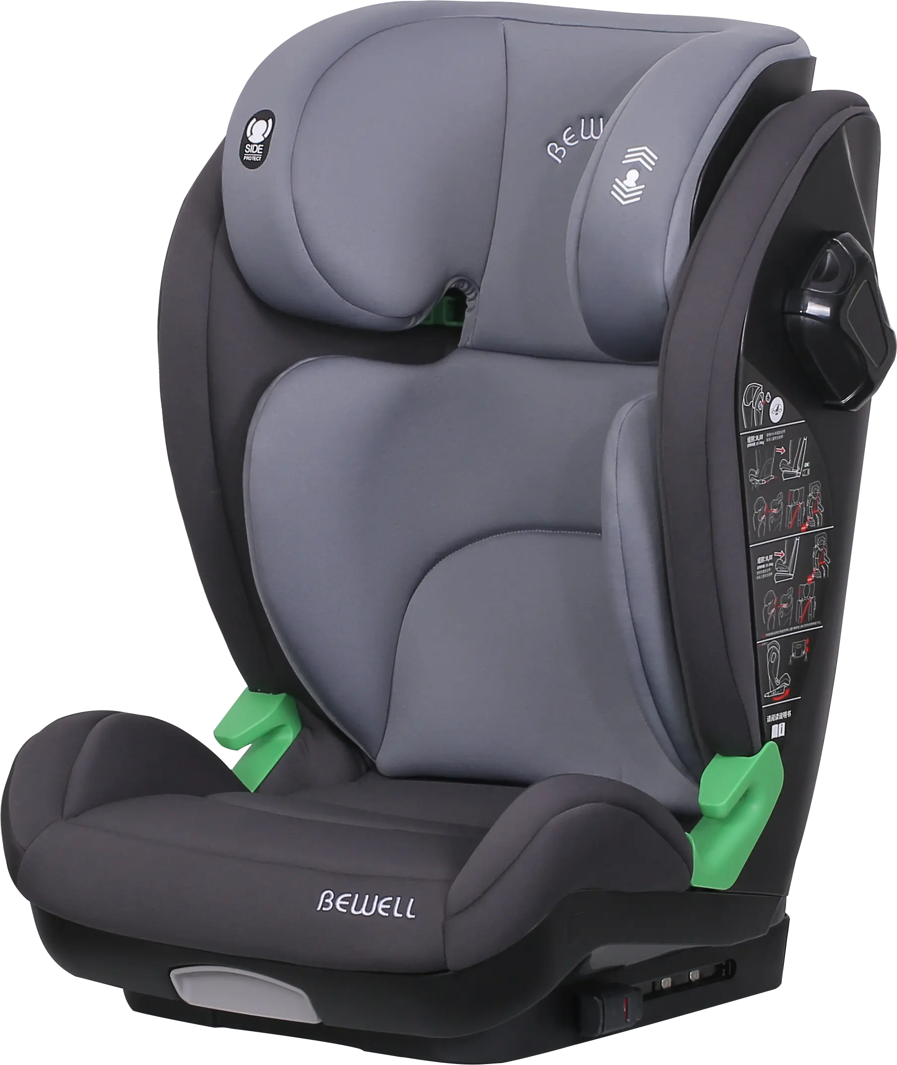 Seggiolino di sicurezza per bambini BW16: poggiatesta a 15 posizioni, 5 posizioni di inclinazione e memory foam: ridefinisce la sicurezza di viaggio per tutte le età